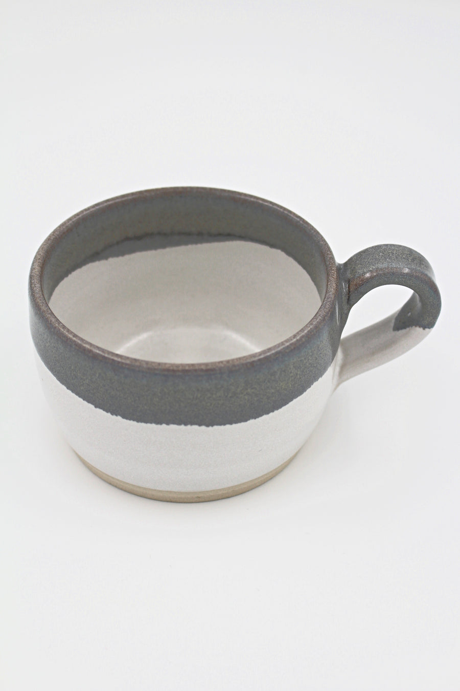 Keramik kop m. hank - Hvid og Stengrå