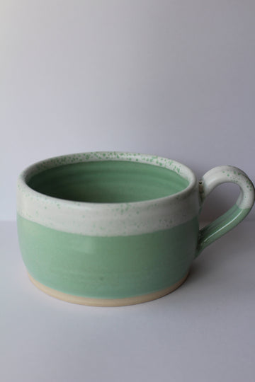 Keramik kop m. hank  - Mintgrøn & Hvid str. XL