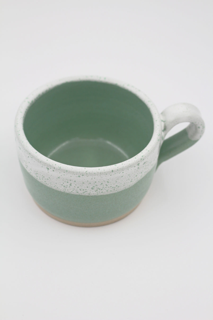 Keramik kop m. hank - Mintgrøn & Hvid