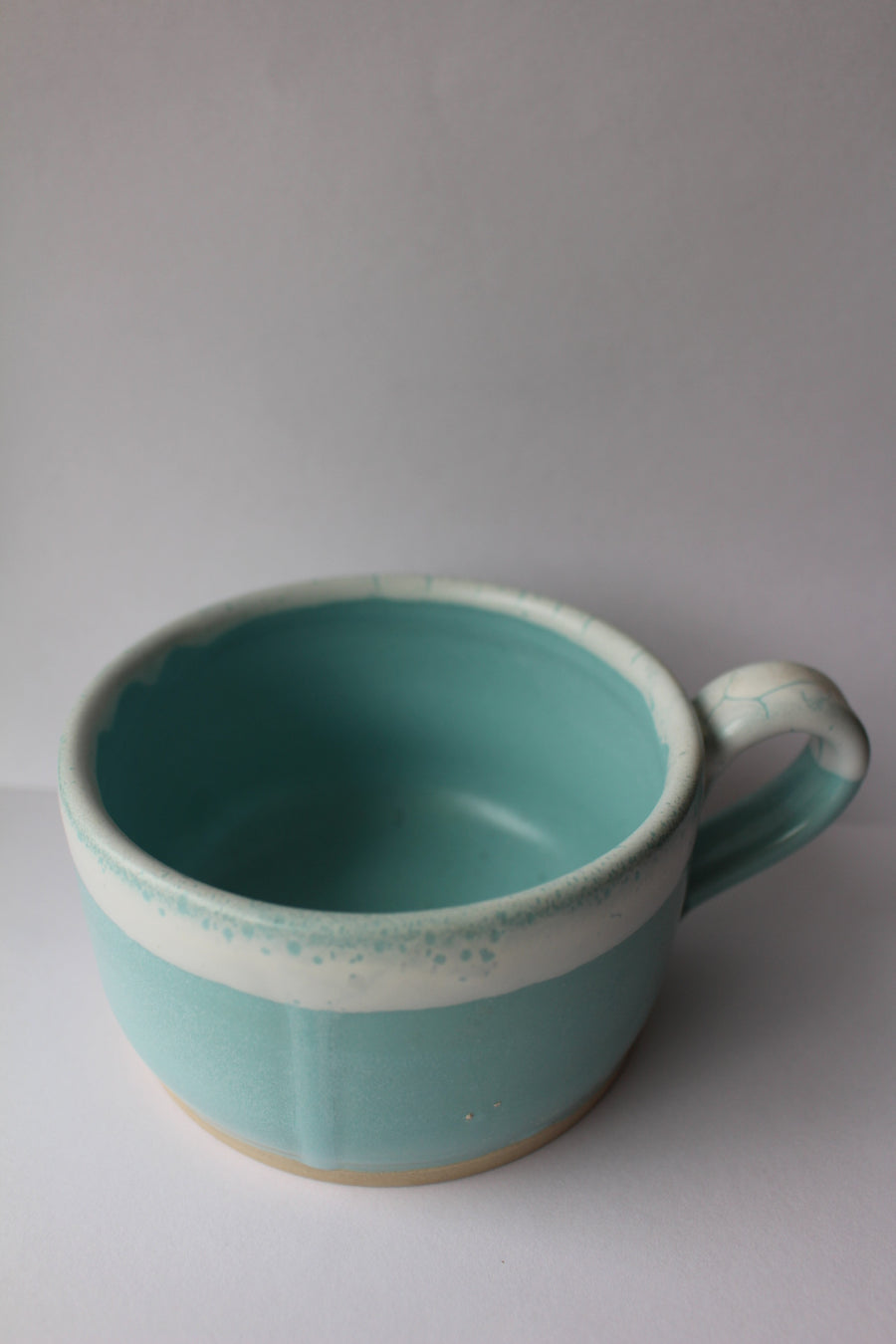 Keramik kop m. hank - Lyseblå & hvid / 2. sortering