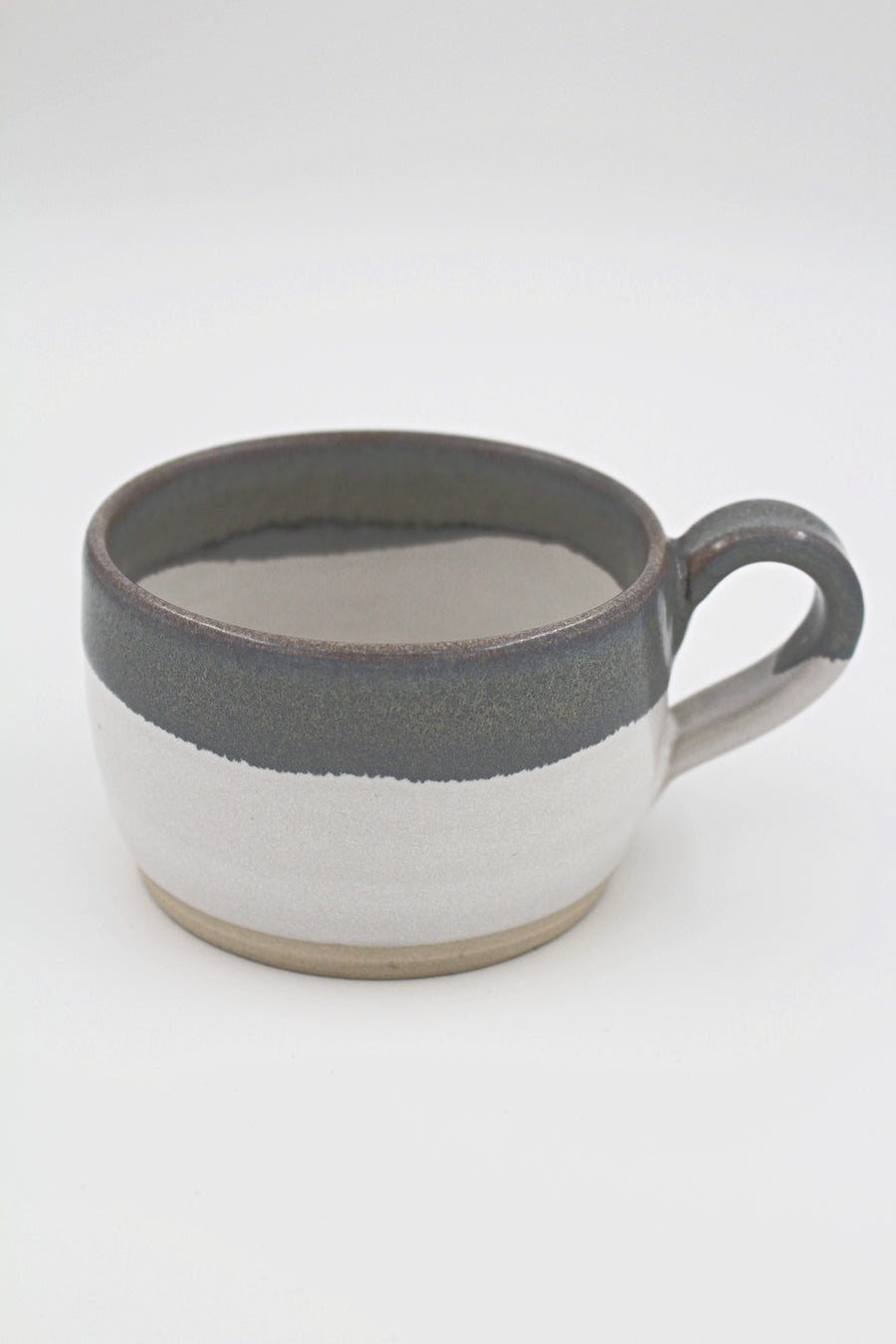 Keramik kop m. hank - Hvid og Stengrå